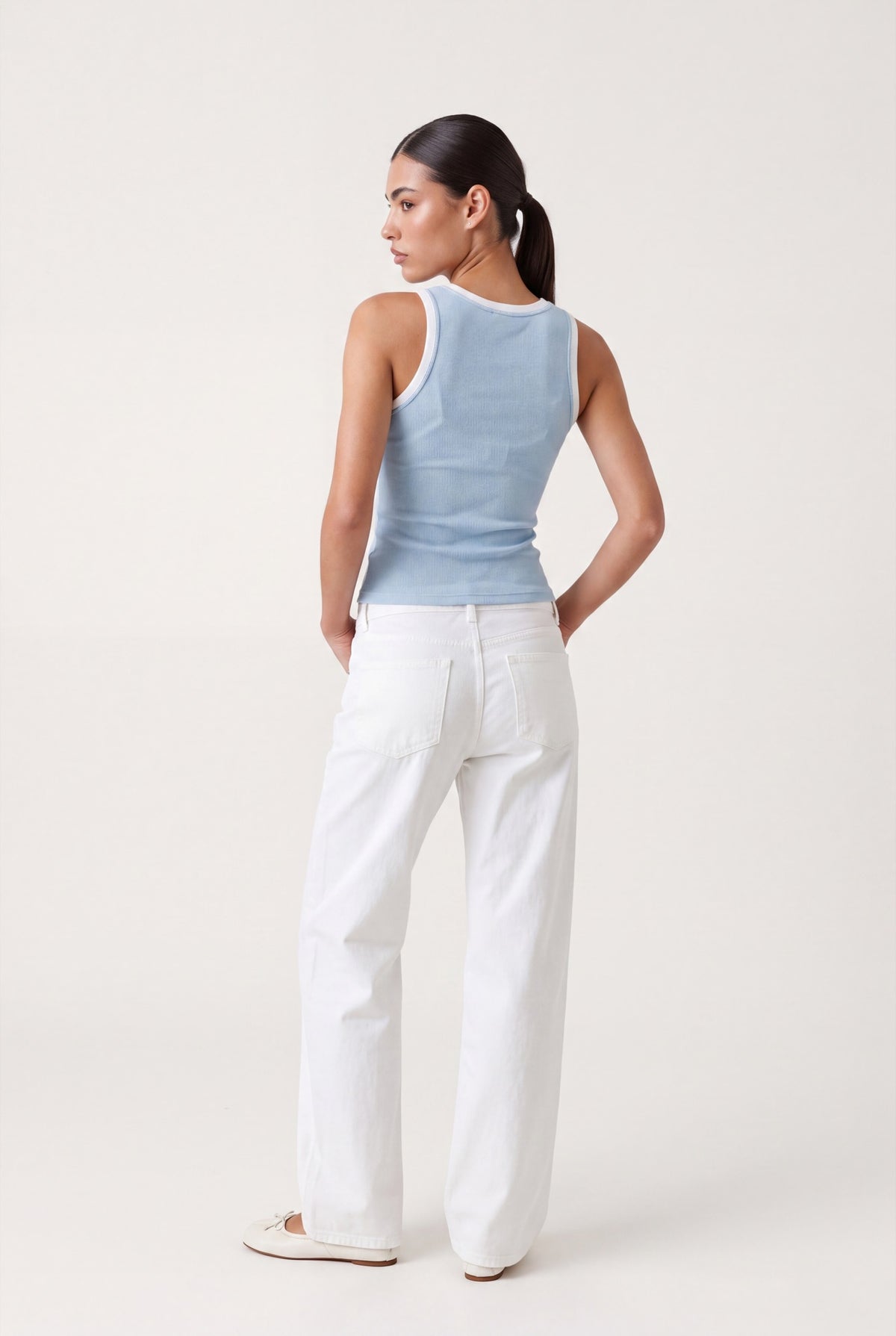 Layers Contrast Tank in Baby Blue, back