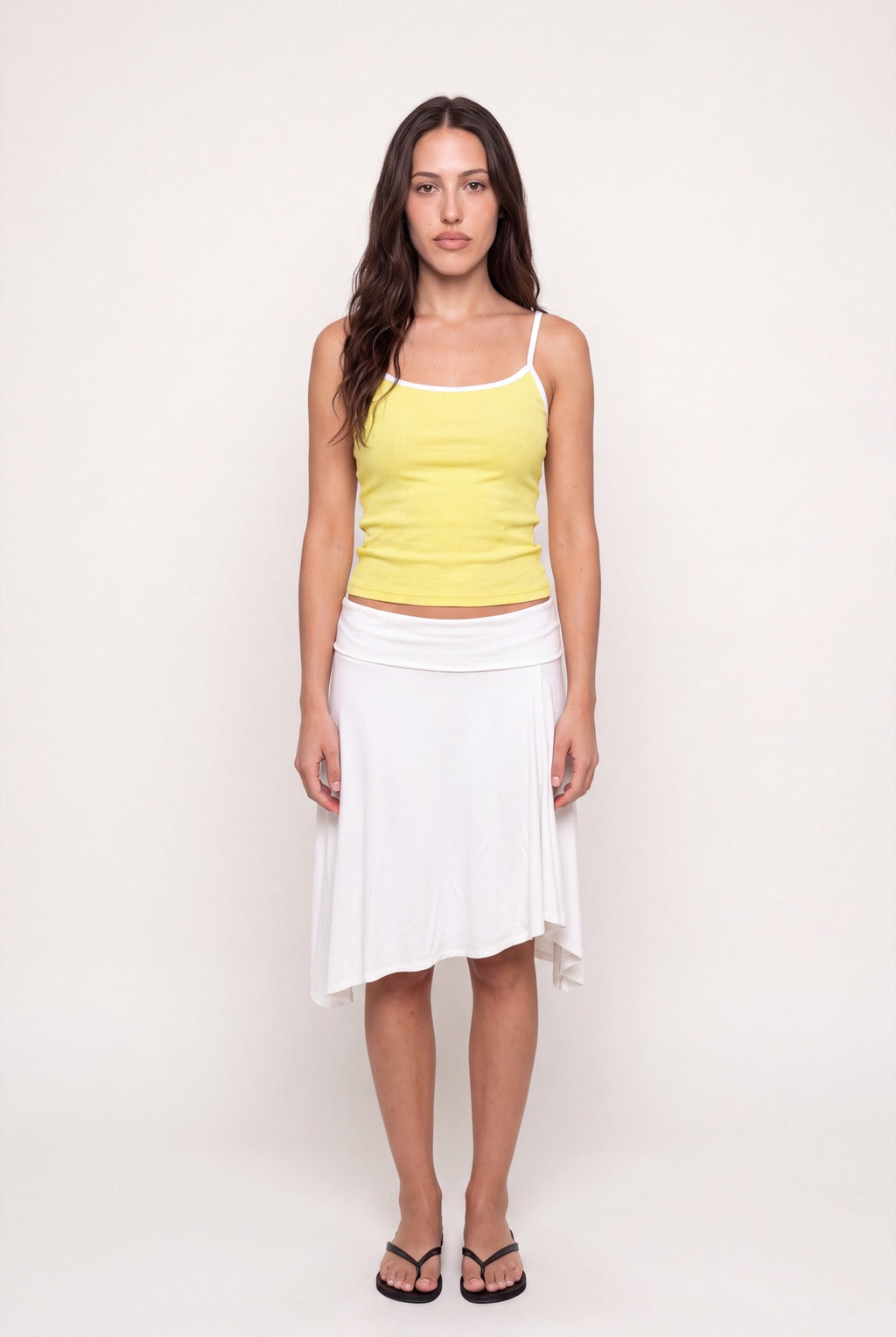 Layers Spaghetti Top in Yellow, front