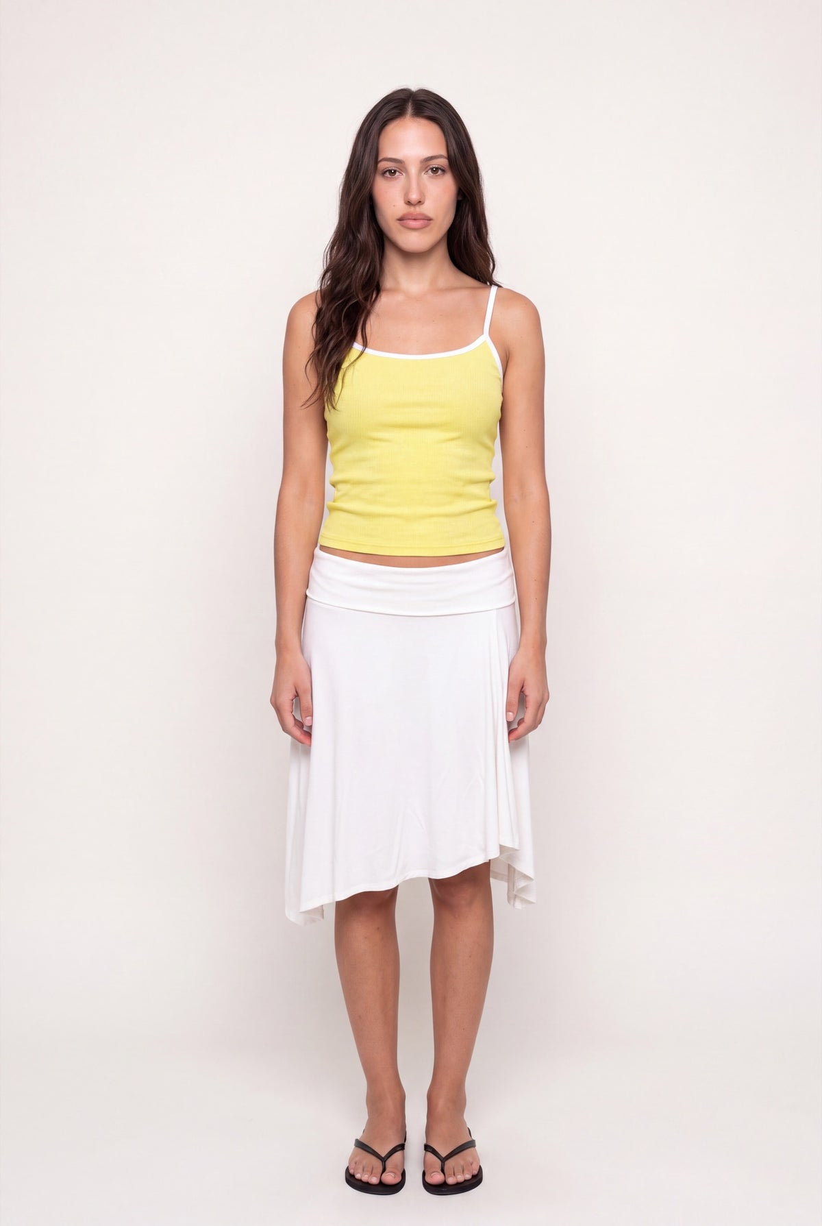 Layers Spaghetti Top in Yellow, front